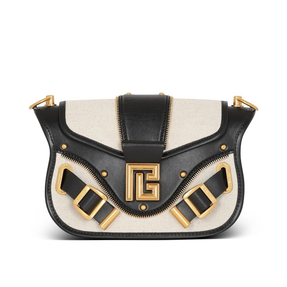 SALE NEW Balmain Blaze Bag canvas & leather. From Paris Rare Find.